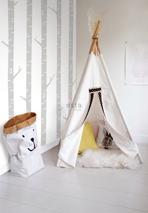 ESTAhome fotobehang berken boomstammen grijs - 150 x 279 cm - 158924 - vtwonen shop