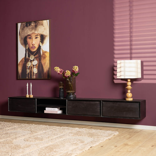 Starfurn Tv-meubel Ambiance - Zwevend - Zwart Hout - 280x35x30cm