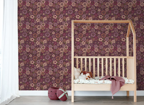 ESTAhome behang retro bloemen mauve paars - 50 x 900 cm - 131638