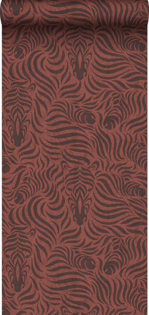 Sanders & Sanders behang zebra's terracotta en zwart - 53 cm x 10 m - 640520 - vtwonen shop