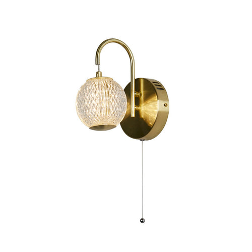 Searchlight Allure Wandlamp Satijn Messing Metaal & Helder Acryl