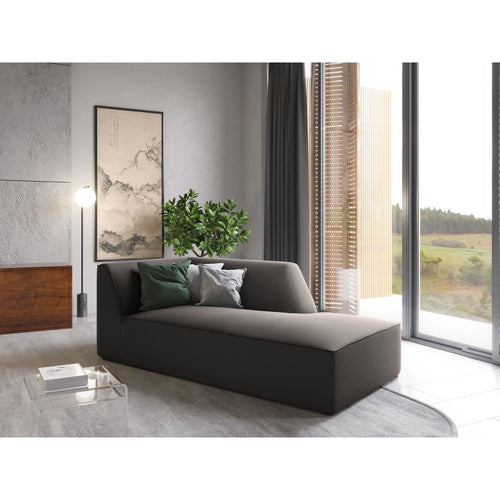 Cosmopolitan Design - Ligstoel rechts Siena flueel donkergrijs - 181x93x69cm