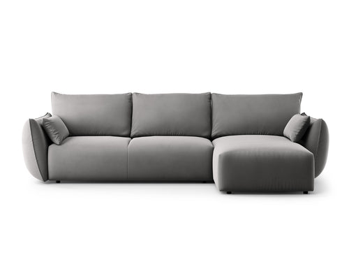 Cosmopolitan Design Converteerbare hoekbank rechts met opbergdoos Matera 4-zits, flueel grijs - 173x253x86cm