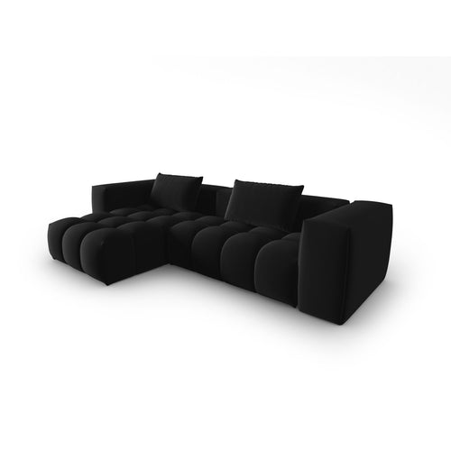 Cosmopolitan Design - Modulaire hoekbank links Verona 3-zits, flueel zwart - 145x260x70cm