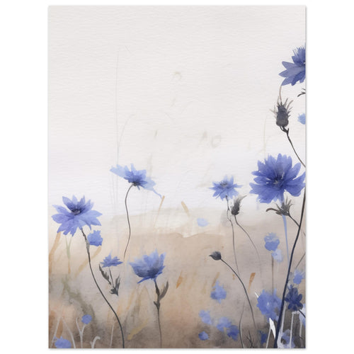 Artfulprints Poster Flower aquarel 3   - 30x40 cm - Blauw
