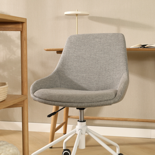 Nolon Nout-Isa Bureaustoel Warm Grijs - Stof - Wit Onderstel - vtwonen shop