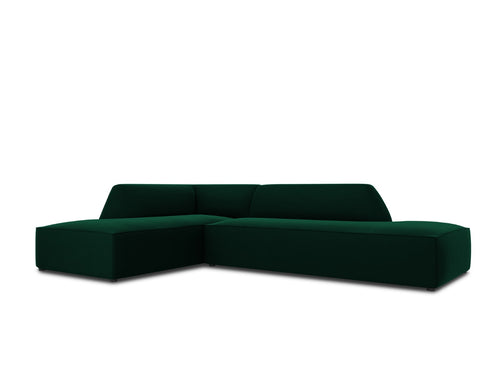 Micadoni linker hoekbank Ruby 4-zits, flueel, flessengroen - 180x273x69cm