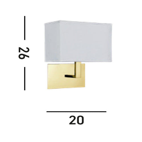 Searchlight Hotel Wandlamp Satijn Messing Metaal & Witte Stoffen Kap