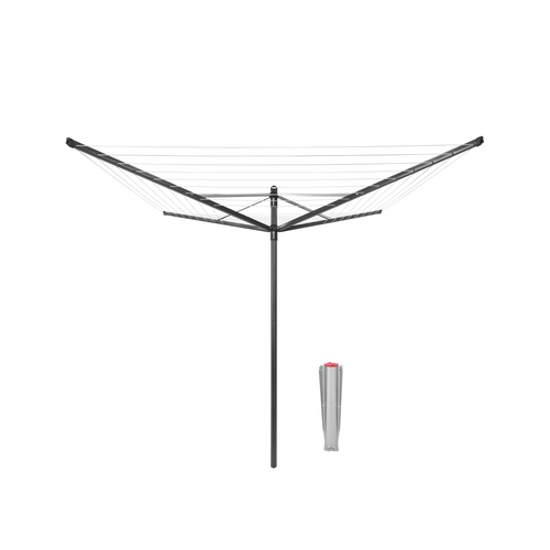 Brabantia Droogmolen Lift-O-Matic, 50 meter met metalen grondanker, doorsnede 45 mm - Anthracite