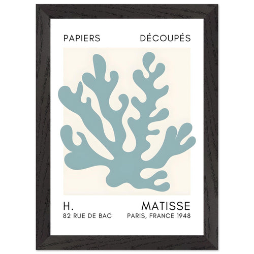Artfulprints Poster met Lijst Matisse – Saltflower shapes turquoise   - A4 21x29.7 cm - Turquoise
