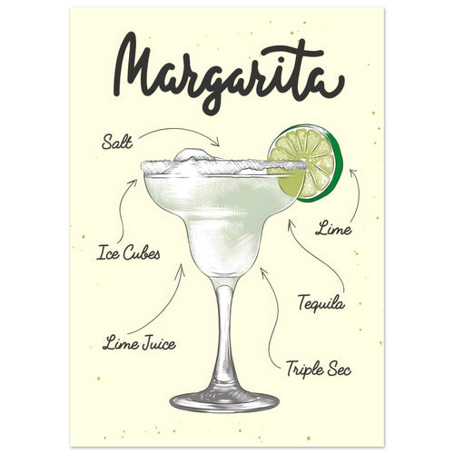 Artfulprints  Margarita cocktail – Illustratie   poster 50x70 cm - vtwonen shop