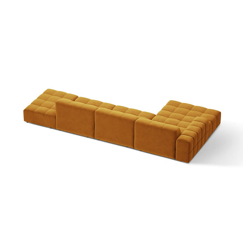 Cosmopolitan Design - Linker hoekbank Chicago 5-zits, flueel geel - 167x348x78cm