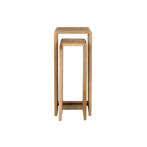 Housecraft Living Djia Plantenstandaard/ Plantenzuil binnen Teak Hout - Set van 2 - vtwonen shop