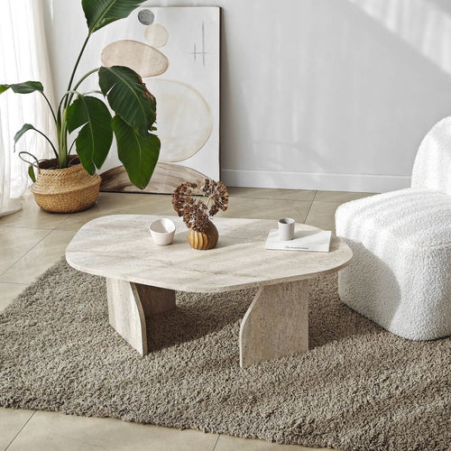 Calicosy - ROCK Salontafel met brede poten - Steen - 60x100x35 cm