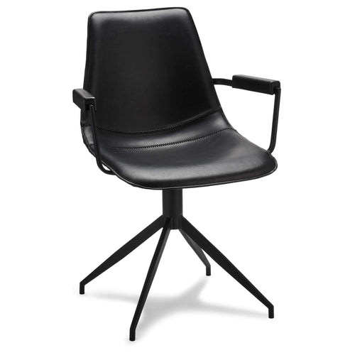 Furnhouse eetkamerstoelen armleuning Isabel - Zwart - Kunstleer - Set van 6