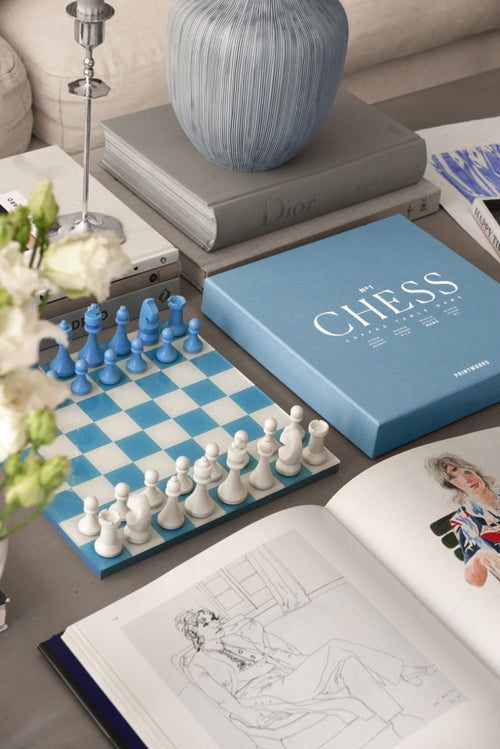 Printworks Spel Classic - Chess - Dusty Blue - vtwonen shop