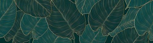 Sanders & Sanders zelfklevende behangrand bladeren donkergroen en goud - 10 x 500 cm - 601660