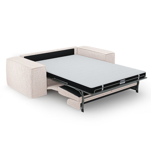 Premium Interiors - Snel uitklapbare slaapbank JUNE - gewaafd fluweel crème 216cm