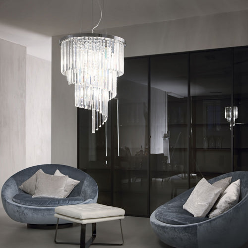 Ideal Lux Carlton - 12 Light Hanglamp Chroom, E14