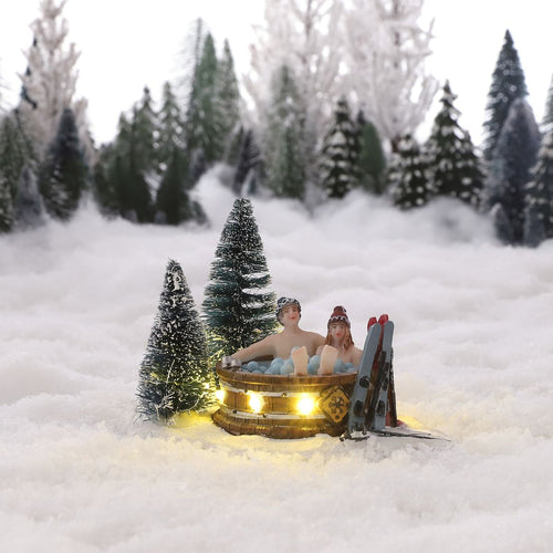 Luville Kerstdorp Miniatuur Bubbelbad in het Bos - Kerstversiering Decoratie Binnen - Kerst Decoratie met Verlichting voor Kerstdorp - L13 x B10 x H11