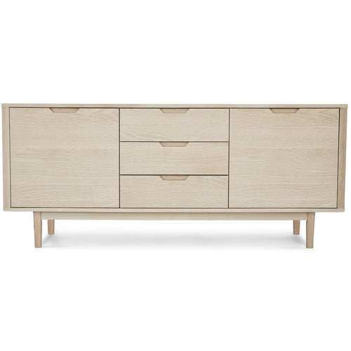 Furnhouse 3-deurs dressoir Nyborg - Witte olie - MDF, Eikenfineer - 45x180x75