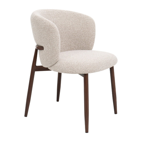 DÉJA Living Eetkamerstoel Varde - Stof - Beige/Walnoot - Set van 2