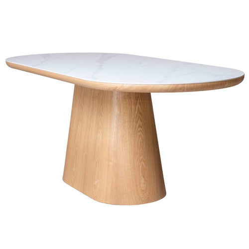Giga Meubel Eettafel Alba - Wit Keramiek/Naturel - 200x90x77cm