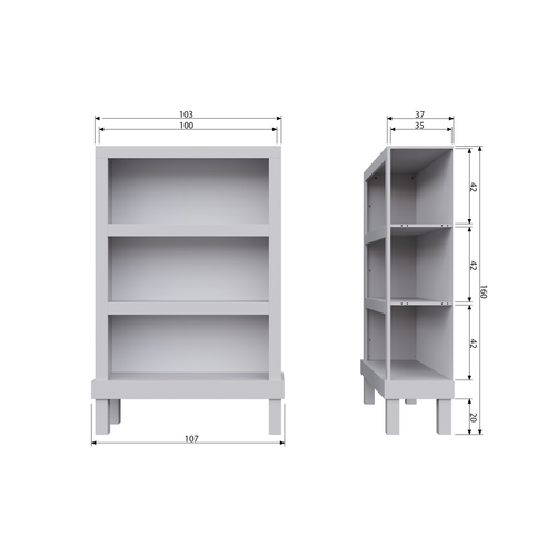 WOOOD open kast Bonk - Grenen - Mist - 160x103x37 - vtwonen shop