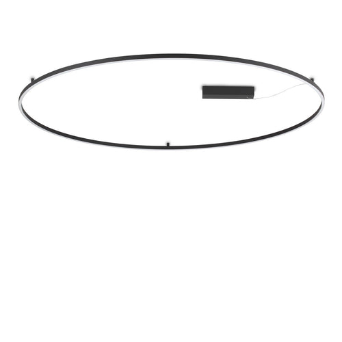 Ideal Lux ORACLE SLIM 150 cm niet dimbare ronde LED-plafondlamp met geïntegreerde montage, 3000K, zwart, 9300lm