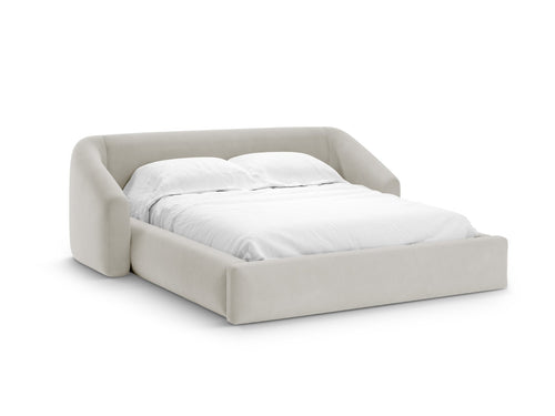 Cosmopolitan Design Opbergbed met hoofdeinde Campi 200x140cm flueel donkerbeige - 230x208x80cm