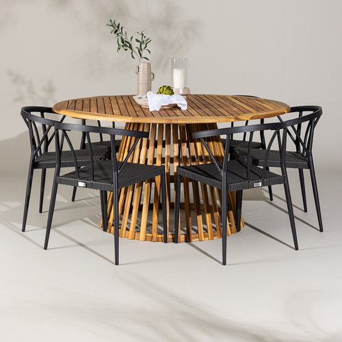 Nest outdoor Julian aluminium tuinstoel zwart - met rattan zitting - set van 2 - vtwonen shop
