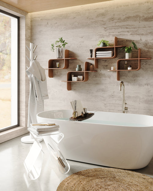 Umbra wandplank Montage - 64 x 48 x 16 cm - Licht walnoot