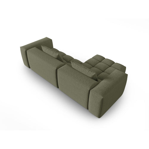 Cosmopolitan Design - Modulaire hoekbank links Verona 3-zits, structurele stof donker olijfgroen - 145x260x70cm