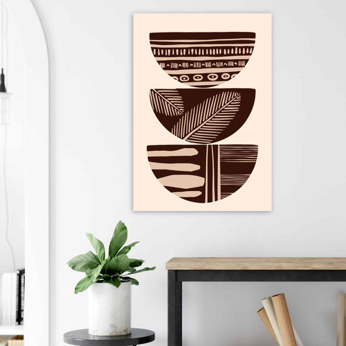 Artfulprints Poster met Lijst Boho – Patterned stack   - 30x40 cm - Bruin