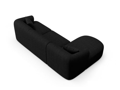 Cosmopolitan Design Modulaire hoekbank links Campi 4-zits, structurele stof zwart - 156x256x70cm