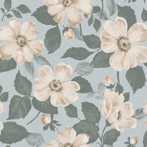 borastapeter behang bloemen beige en blauw - 53 cm x 10.05 m - 660541 - vtwonen shop