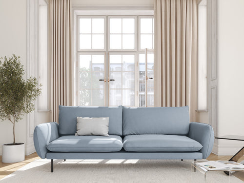 Cosmopolitan Design Bank Vienna 4-zits, flueel, lichtblauw - 92x230x95cm