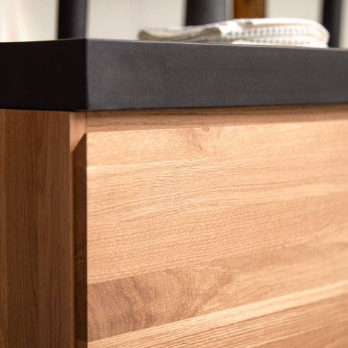 Tikamoon Badkamermeubel van massief eiken en lavasteen 120 cm - Zwart - vtwonen shop