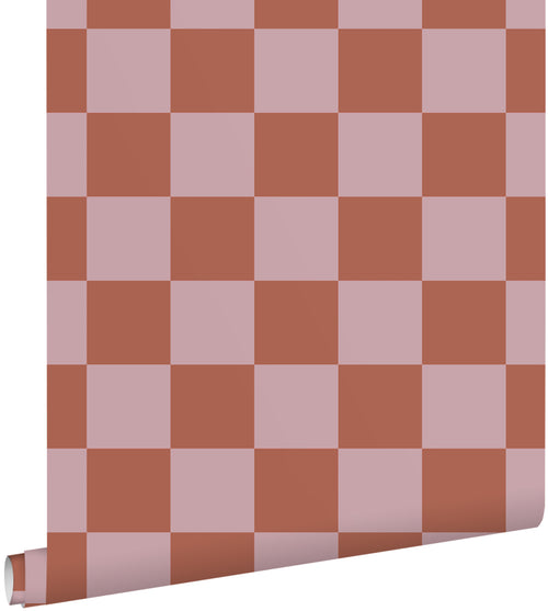 ESTAhome behang geblokt motief terracotta en oudroze - 50 x 900 cm - 131419 - vtwonen shop