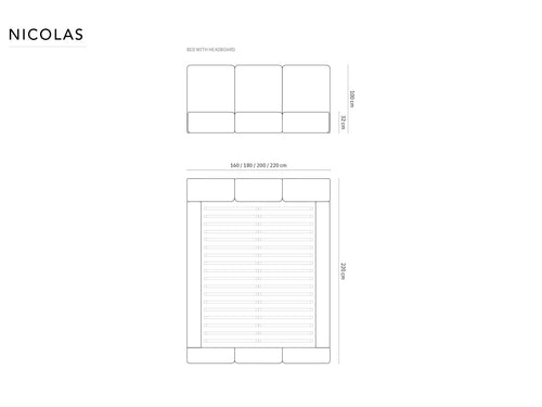 Cosmopolitan Design Opbergbed met hoofdeinde Nicolas 180x200cm, flueel, donkergrijs - 220x200x100cm