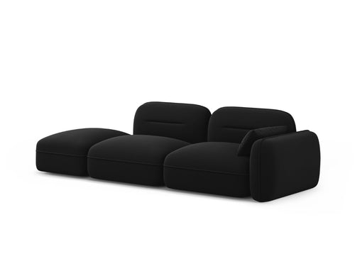 Cosmopolitan Design linker modulaire bank Sydney 3-zits, flueel, zwart - 90x295x70cm