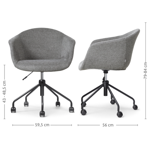 Nolon Nout-Otis Bureaustoel Donkergrijs - Armleuningen - Zwart - vtwonen shop