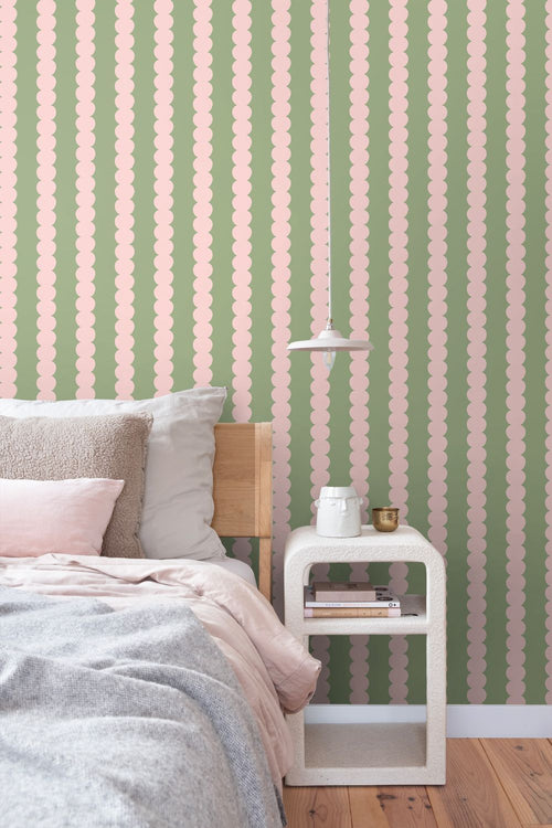 ESTAhome behang grafische print licht roze en groen - 0.53 x 10.05 m - 132138