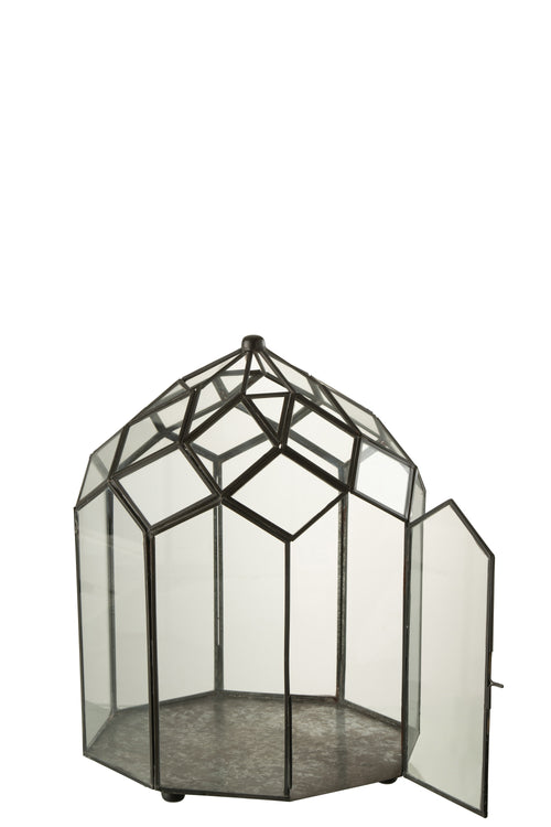 J-Line terrarium - glas/metaal - zwart - medium - Ø 25 cm - vtwonen shop