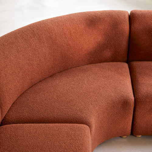 Tikamoon Modulaire hoekfauteuil van massief acaciahout en terracotta stof - Terracotta - vtwonen shop