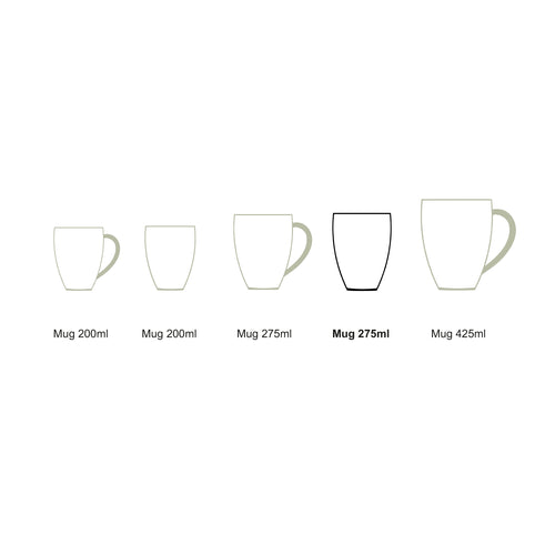 vtwonen - Basic - mokken zonder oor set van 6 - porselein - wit - 275 ml