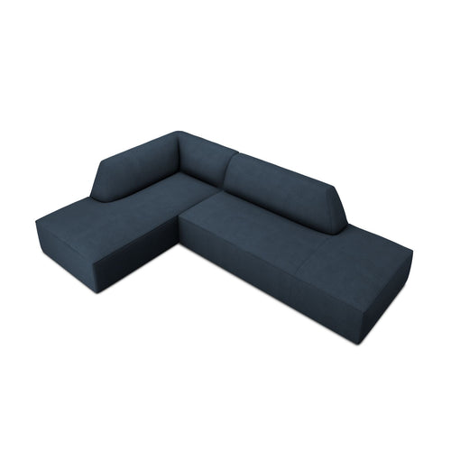Cosmopolitan Design - Modulaire hoekbank links Siena 4-zits, structurele stof marineblauw - 180x273x69cm
