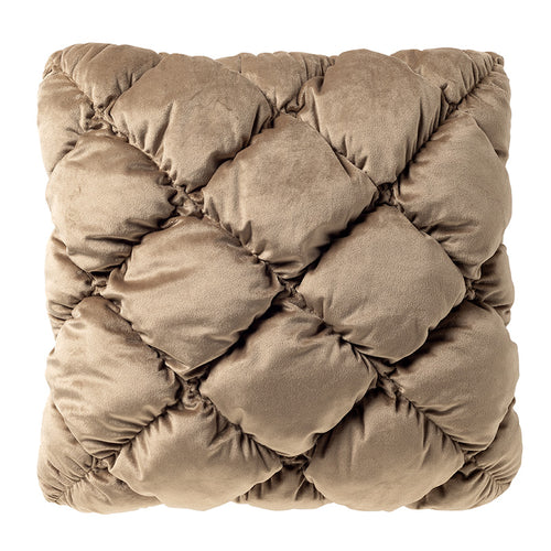 SOOF - sierkussen 45x45 cm - geruit gewatteerd - Irish Cream - beige