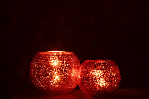 J-Line theelichthouder Bal Craquelé - glas - goud - large