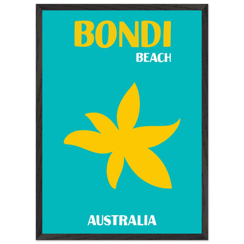 Artfulprints Poster met Lijst Australië - Bondi Beach   - 50x70 cm - Turquoise